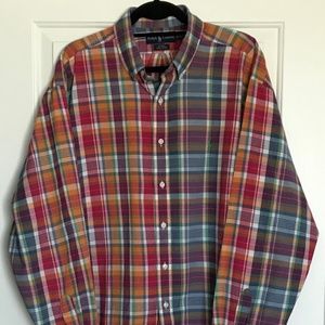 Vtg RALPH LAUREN Polo BLAKE Mens Plaid LS Shirt XL